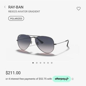 Brand new Ray-Ban Aviator sunglasses.